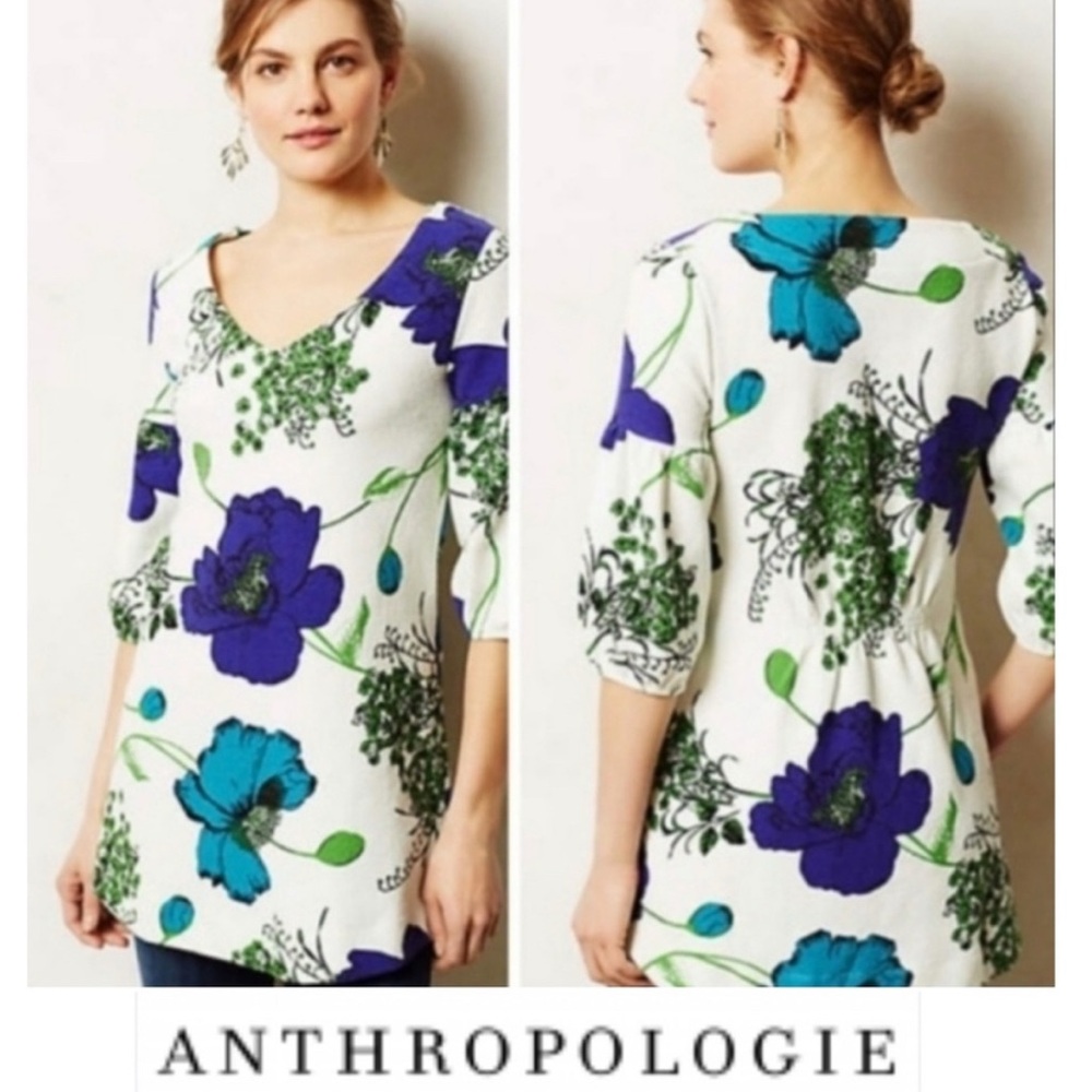 Anthropologie Deletta Tunic Floral Top